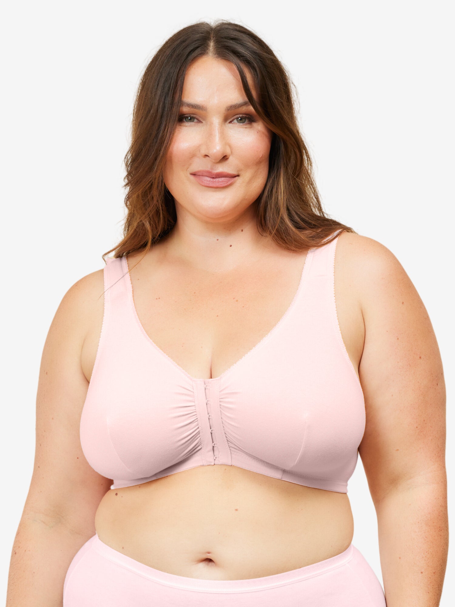Leading Lady The Meryl - Cotton Front-closure Comfort & Sleep Bra In Pink,  Size: 48f/g/h : Target