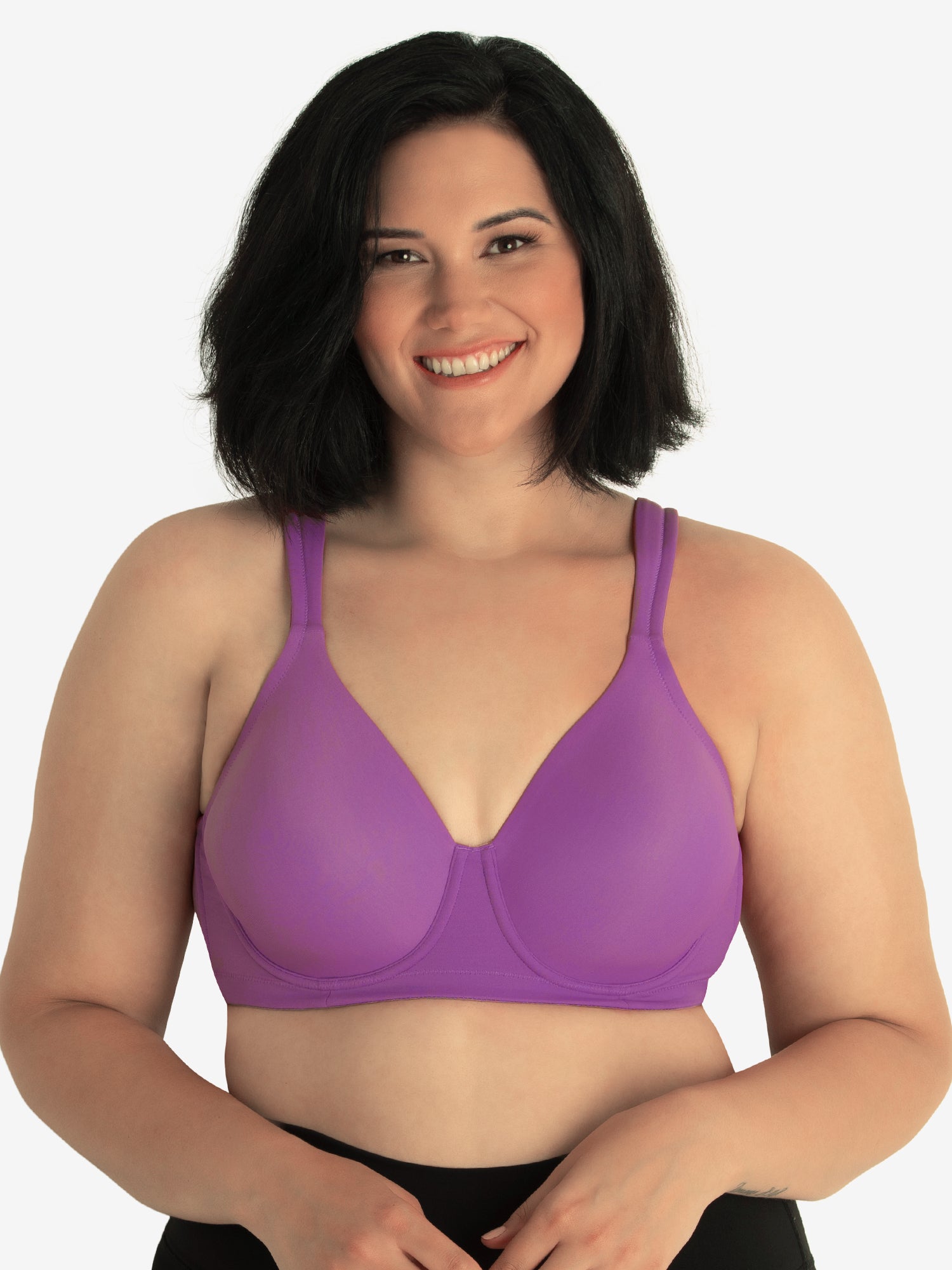 LEADING LADY Molded Padded Seamless Wirefree Bra, Lavender Blue, 52F 