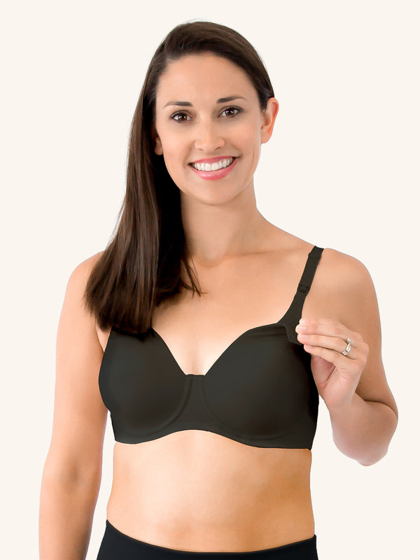 Loving Moments Full Coverage T-Shirt Nursing Bra - Black,34B