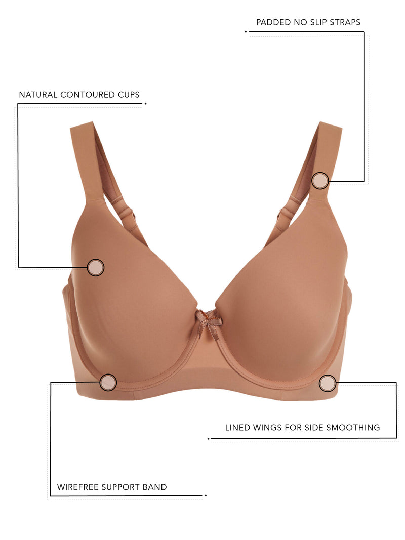 The Brigitte Full Coverage - Padded Wirefree T-Shirt Bra – Leading Lady Inc.