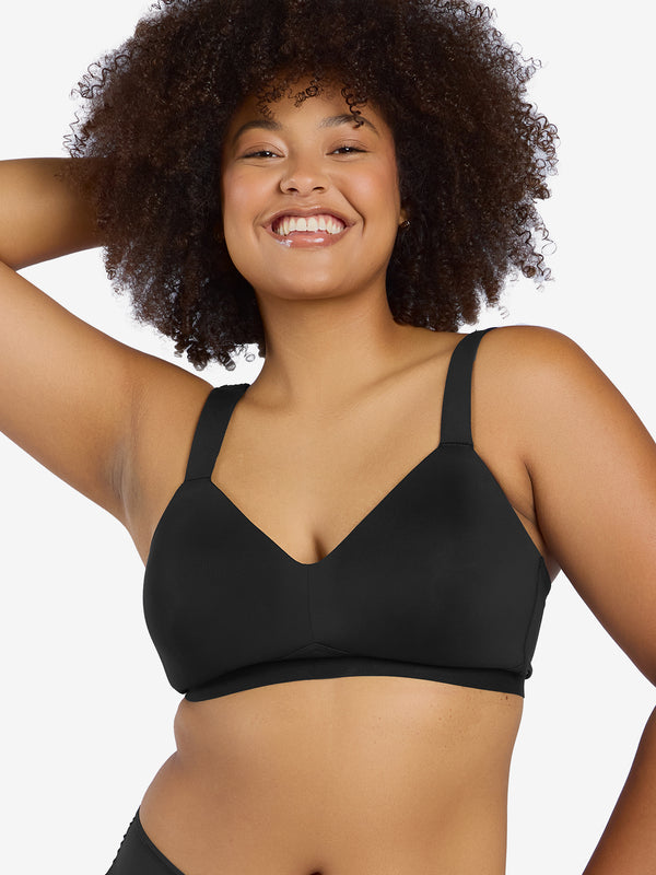 The Aurora - Lightly Lined Microfiber Wirefree Bra - Black,34D