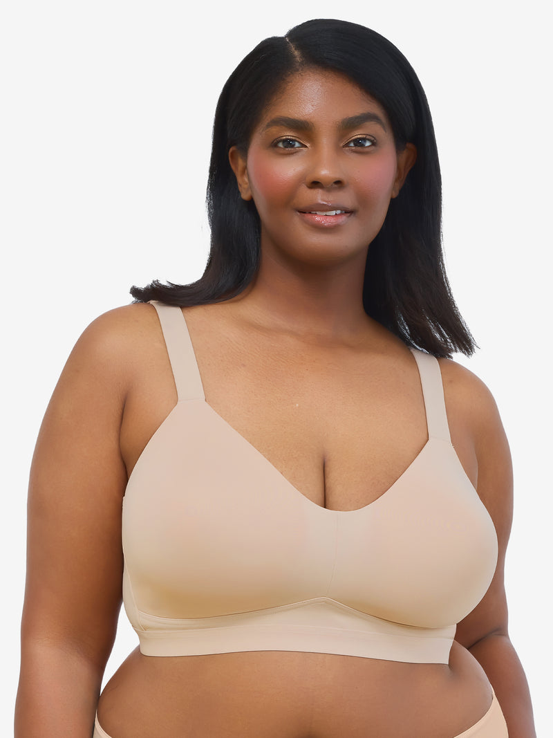 The Aurora - Lightly Lined Microfiber Wirefree Bra - Sand,34D