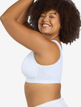 The Harper - Wirefree Mesh Front-Closure Bra - White,34CDDD