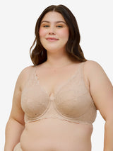 The Willow - Lace Plunge Underwire Bra - Sand,40A