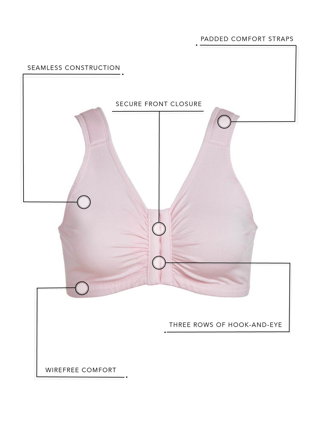 LOVECOCO Ladies Comfort Bra Hook and Eye Front Closure Wireless Cotton  Bralette 