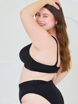 The Brigitte Full Coverage - Padded Wirefree T-Shirt Bra - Black,36A