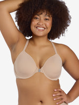 The Luna - Front-Closure Racerback Power Mesh Bra - Sand,34DD