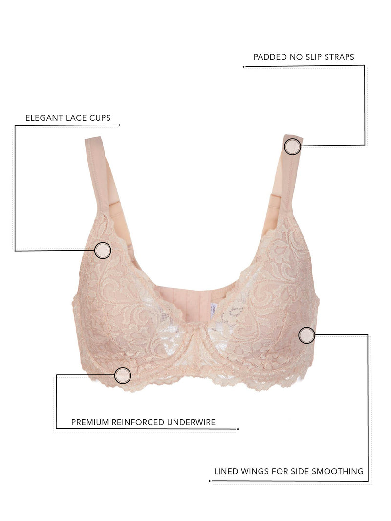 Leading Lady The Ava - Scalloped Lace Underwire Full Figure Bra In Nude,  Size: 42c : Target