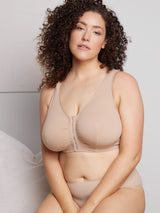 The Meryl - Cotton Front-Closure Comfort & Sleep Bra - Warm Taupe,34CDDD