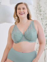 The Willow - Lace Plunge Underwire Bra - Slate,40A