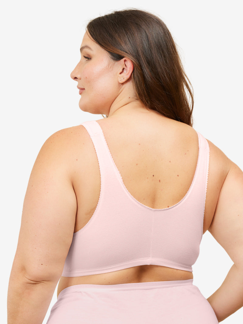 Leading Lady The Meryl - Cotton Front-closure Comfort & Sleep Bra In Pink,  Size: 48f/g/h : Target