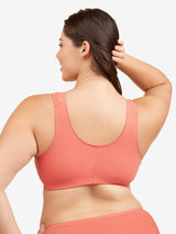 The Meryl - Cotton Front-Closure Comfort & Sleep Bra - Spiced Coral,36AB