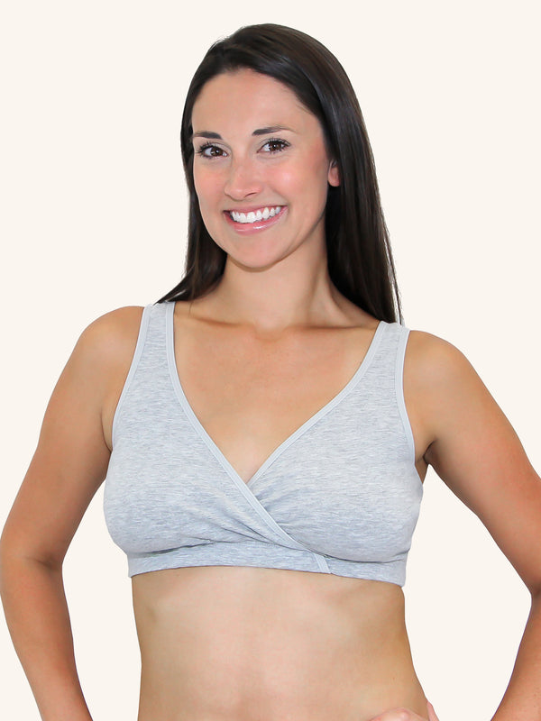 Front view of loving moments cotton sleep bra in black