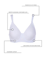 The Brigitte Full Coverage - Padded Underwire T-Shirt Bra - Baltic Blue,40D