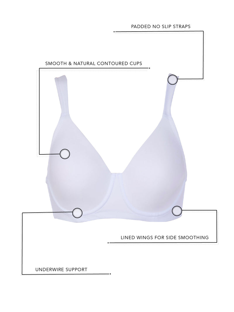 The Brigitte Full Coverage - Padded Underwire T-Shirt Bra - Baltic Blue,40D