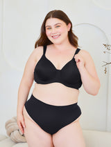 The Brigitte Full Coverage - Padded Wirefree T-Shirt Bra - Black,36A