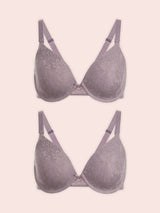 The Paulette - Underwire Allover Lace Nursing Bra 2-Pack - Baked Blush Tone Quail - 2PK,34C