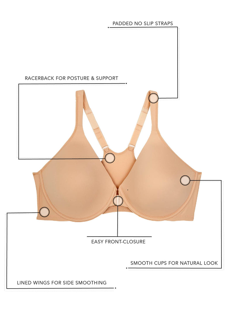 LEADING LADY The Brigitte Racerback Underwired Bra with Seamless Front  Fastening - Full_coverage 80B : : Fashion