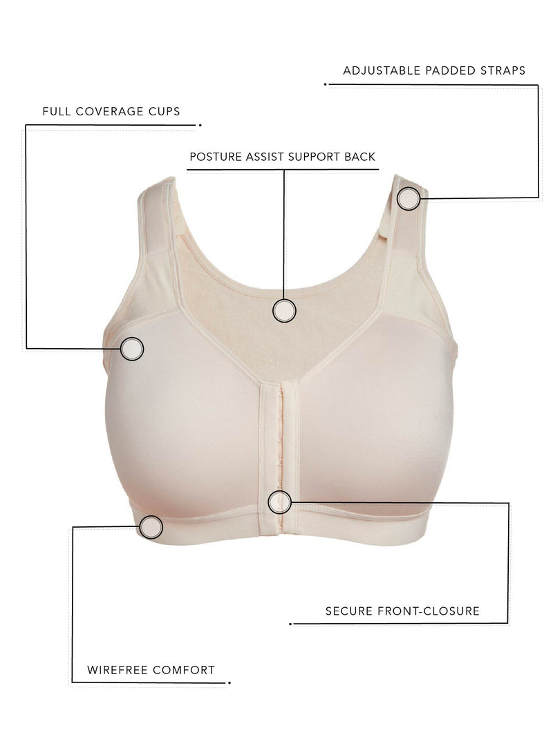 Women's Full Coverage Front Closure Bra Wire Free Back Support Posture Plus  Size