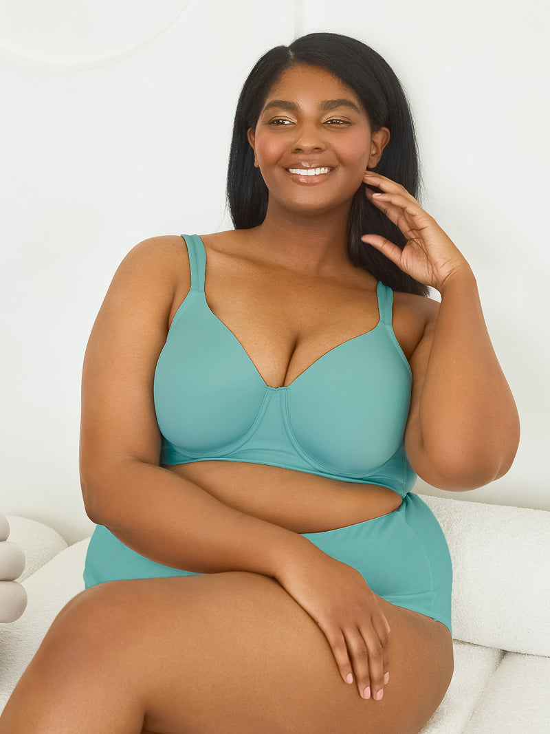 The Brigitte Full Coverage - Padded Wirefree T-Shirt Bra - Fresh Turquoise,38A