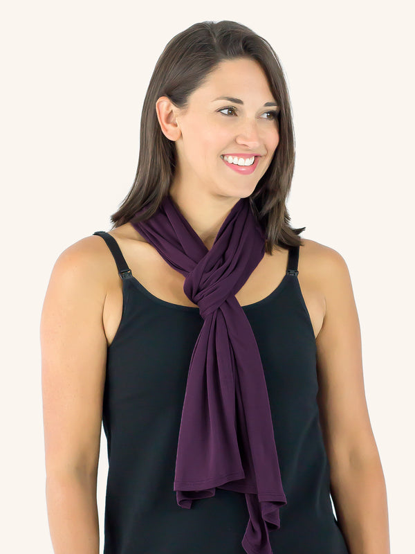 Front view of nursing cover in dark purple