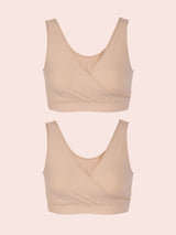 The Harmony - Cotton Crossover Sleep And Leisure Bra 2-Pack - Nude 2PK,S