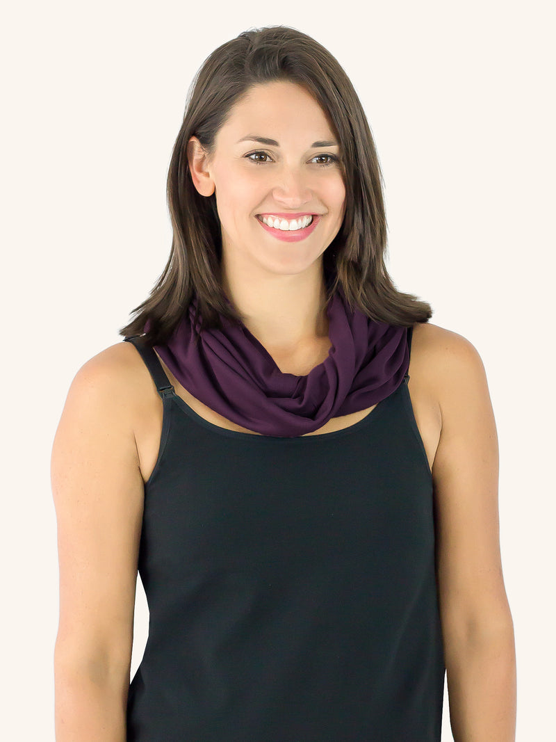 Front view of nursing cover in dark purple