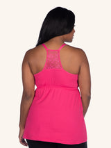 Lace-Back Maternity to Nursing Tank 2-Pack - Black & Azalea 2PK,S