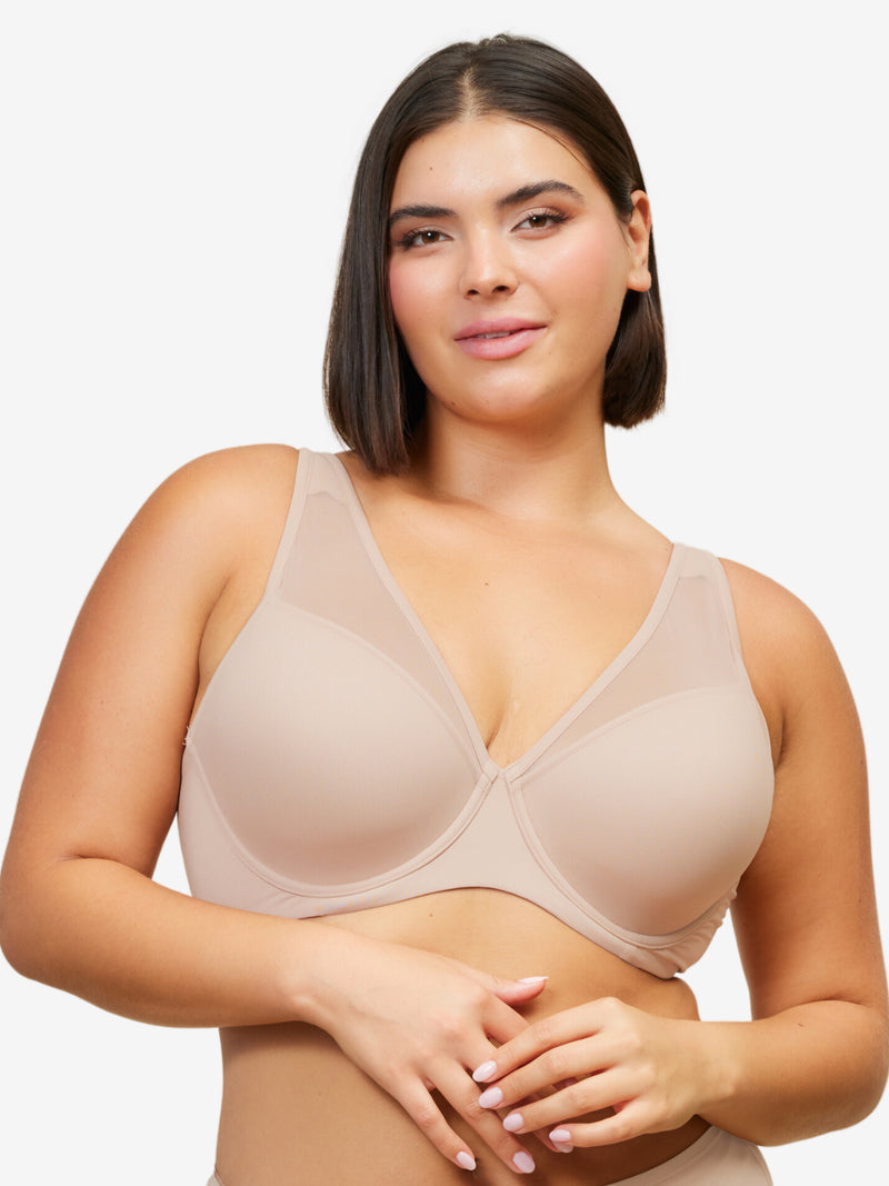 The Jolene - Perfect Plunge Underwire Bra - Sand,34DD