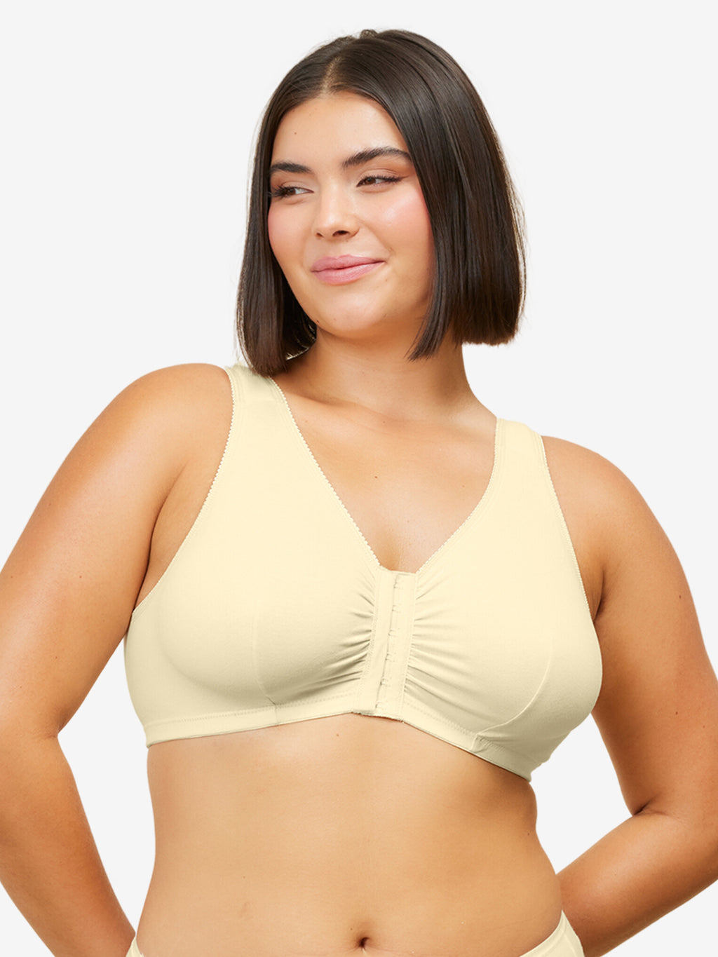 Breathable Bra Women's Comfortable Size Front Open Button Middle and Age  Gathering No Steel Ring Push up Bras Comfy at  Women's Clothing store