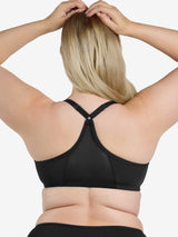 The Luna - Front-Closure Racerback Power Mesh Bra - Black,34DD