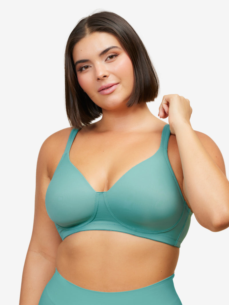 The Brigitte Full Coverage - Padded Wirefree T-Shirt Bra - Fresh Turquoise,38A