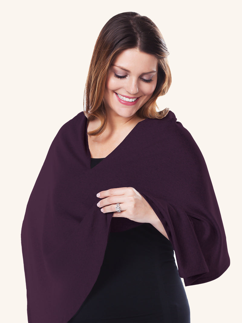 Front view of nursing cover in dark purple