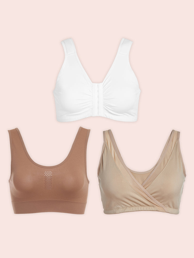 Pack of 3 Women's Seamless Soft Cotton Comfortable Air Bra