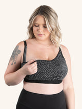 The Blake - Gathered-Front Comfort Nursing Bra 2-Pack - Black and Dark Grey Print - 2PK,M