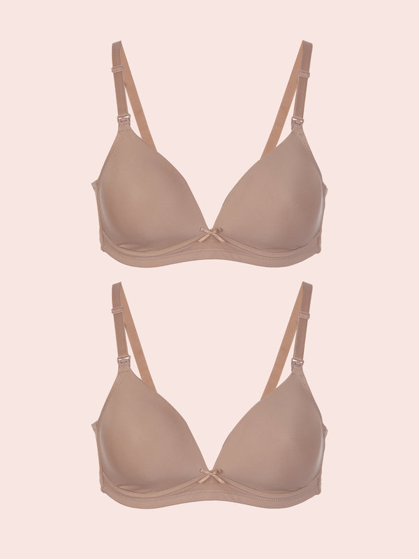 The Dorothy - Dreamy Comfort Wireless Maternity To Nursing Bra 2-Pack - Warm Taupe 2PK,34B