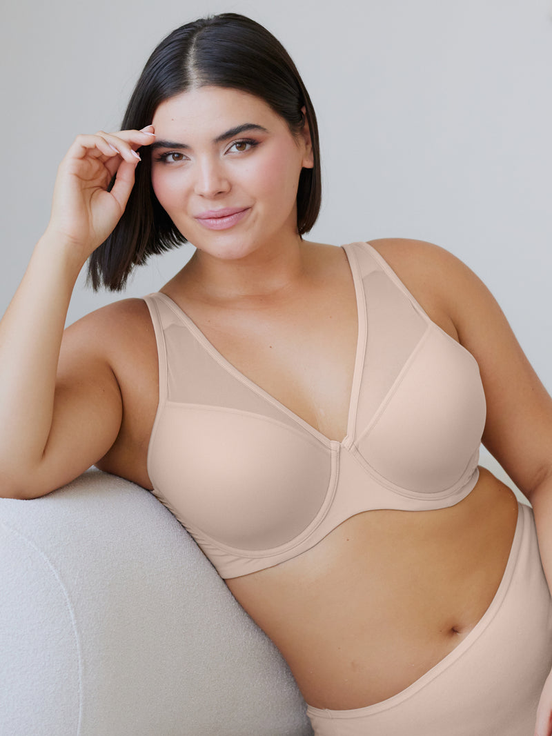 The Jolene - Perfect Plunge Underwire Bra - Sand,34DD