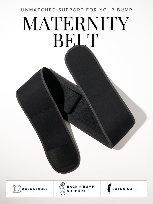 Side view of maternity belt in black