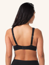 Front view of wirefree nursing bra in black