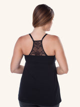 Lace-Back Maternity to Nursing Tank 2-Pack - Black & Azalea 2PK,S