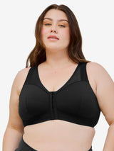 The Harper - Wirefree Mesh Front-Closure Bra - Black,34CDDD