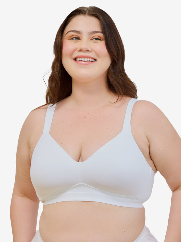 The Aurora - Lightly Lined Microfiber Wirefree Bra - White,34D