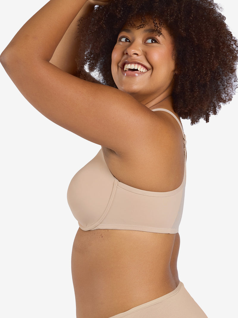 The Luna - Front-Closure Racerback Power Mesh Bra - Sand,34DD