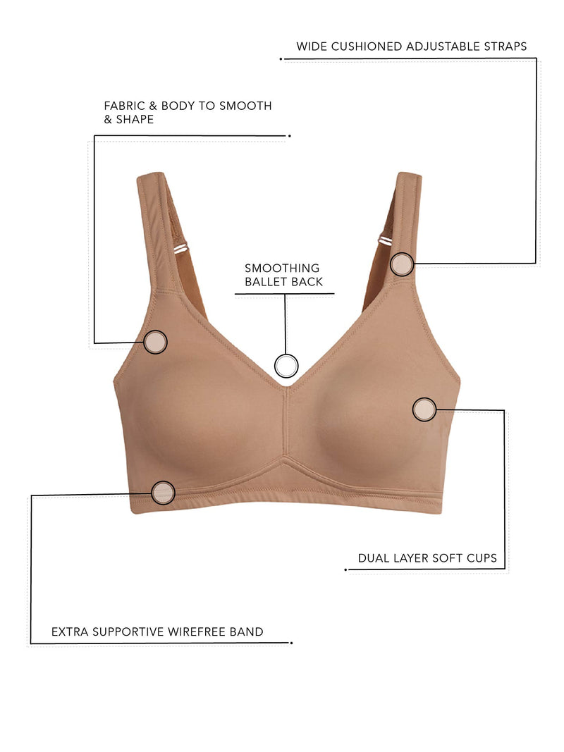 36B Bra Size in C Cup Sizes Sand by Leading Lady Comfort Strap