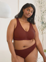 The Harper - Wirefree Mesh Front-Closure Bra - Spiced Apple,34CDDD